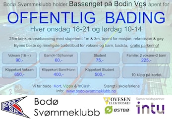 OFFENTLIG BAD - ONSDAG OG LØRDAG PÅ BODIN BAD